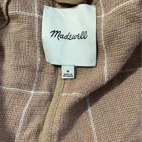 MADEWELL Tan Breezewoven Larsen Blazer in Windowpane Linen Oversized Lightweight - Picture 7 of 7